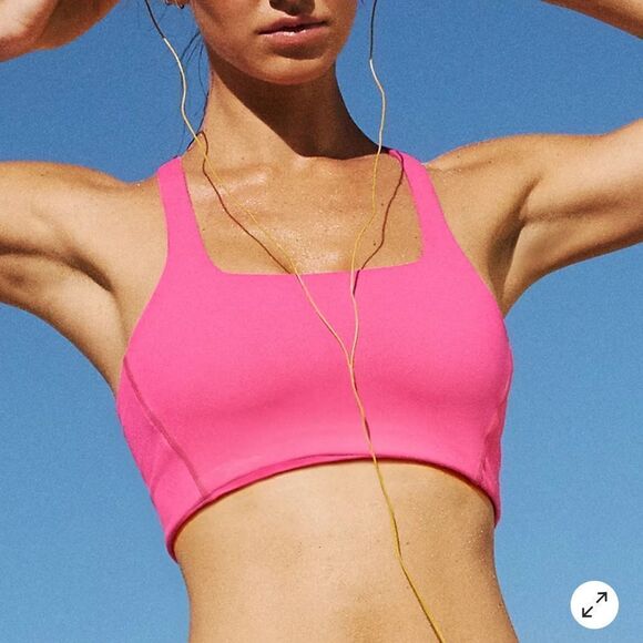 2 pcs Free People Good Karma items Hot Pink Square Neck Bra & Leggings both M/L - Picture 2 of 8